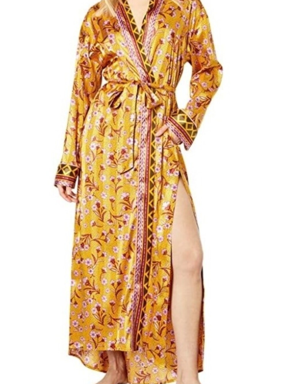 Free People Intimately Pajama Party Holiday Robe in Gold Combo